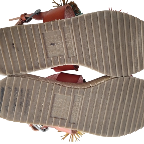 American Eagle Outfitters Brown Espadrille Sandals with Multicolor Pom Poms - Picture 9 of 12